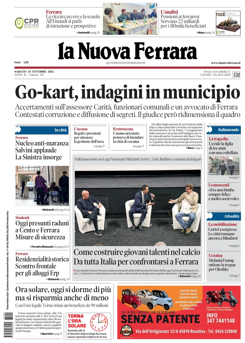 Prima-pagina-nuova ferrara-oggi-edizione-del-2026-10-24